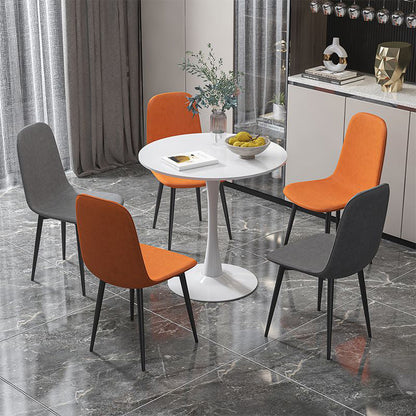 Contemporary Luxury Curved Faux Leather Iron Carbon Steel Dining Chair For Living Room
