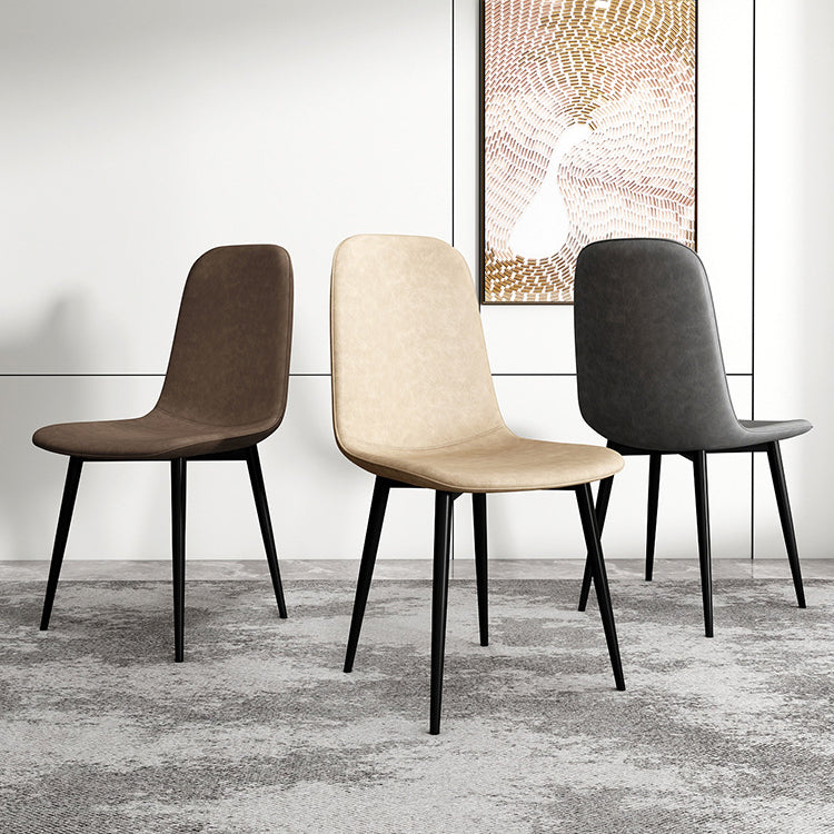Contemporary Luxury Curved Faux Leather Iron Carbon Steel Dining Chair For Living Room