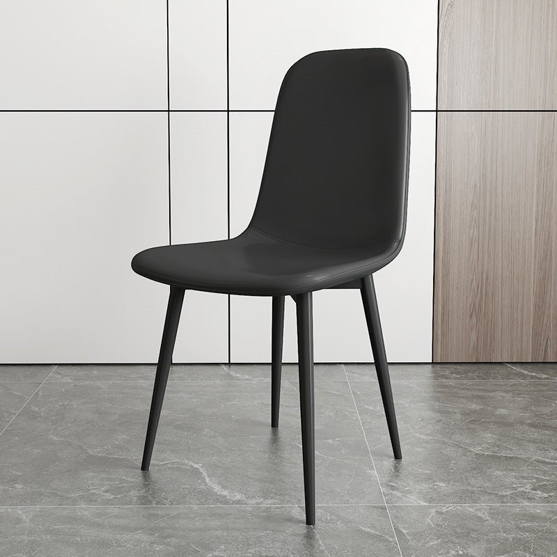 Contemporary Luxury Curved Faux Leather Iron Carbon Steel Dining Chair For Living Room
