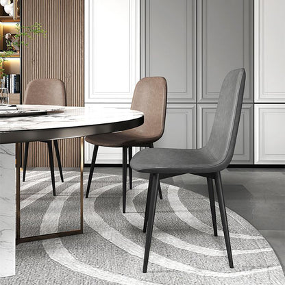 Contemporary Luxury Curved Faux Leather Iron Carbon Steel Dining Chair For Living Room