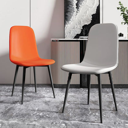 Contemporary Luxury Curved Faux Leather Iron Carbon Steel Dining Chair For Living Room