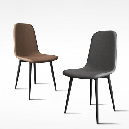 Contemporary Luxury Curved Faux Leather Iron Carbon Steel Dining Chair For Living Room