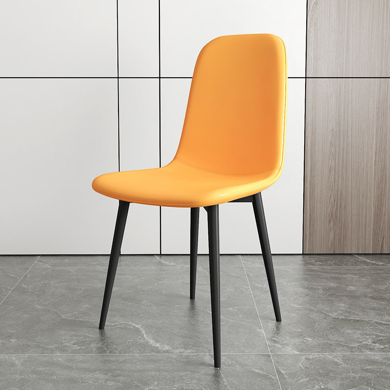 Contemporary Luxury Curved Faux Leather Iron Carbon Steel Dining Chair For Living Room