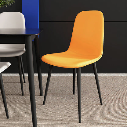 Contemporary Luxury Curved Faux Leather Iron Carbon Steel Dining Chair For Living Room