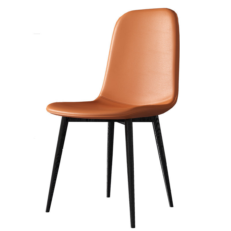 Contemporary Luxury Curved Faux Leather Iron Carbon Steel Dining Chair For Living Room