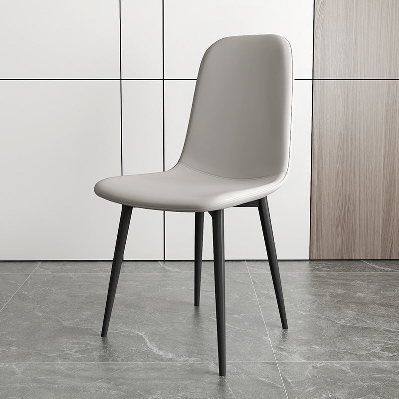 Contemporary Luxury Curved Faux Leather Iron Carbon Steel Dining Chair For Living Room