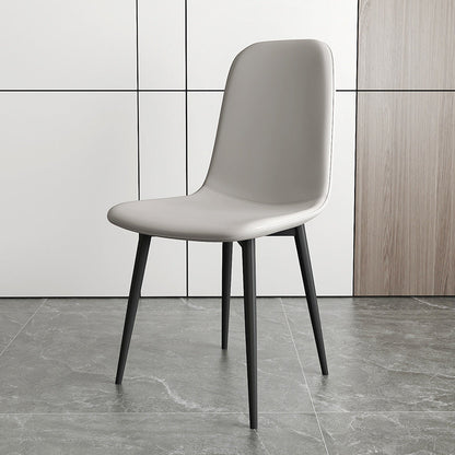 Contemporary Luxury Curved Faux Leather Iron Carbon Steel Dining Chair For Living Room