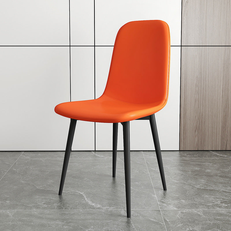 Contemporary Luxury Curved Faux Leather Iron Carbon Steel Dining Chair For Living Room