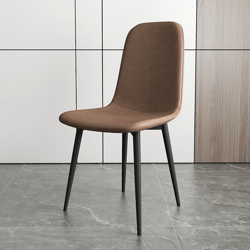 Contemporary Luxury Curved Faux Leather Iron Carbon Steel Dining Chair For Living Room