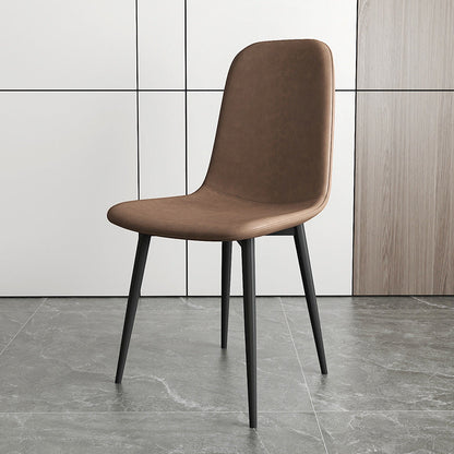 Contemporary Luxury Curved Faux Leather Iron Carbon Steel Dining Chair For Living Room
