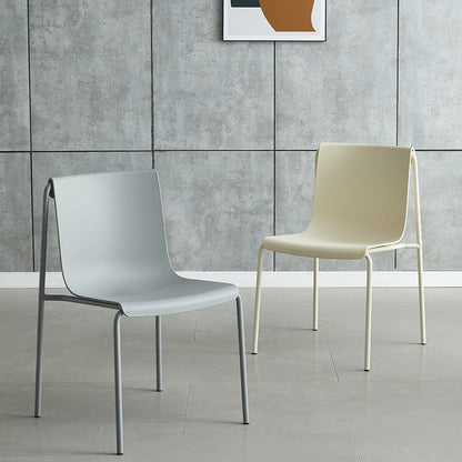 Contemporary Nordic Square PP Plastic Carbon Steel Legs Stackable Dining Chair For Living Room