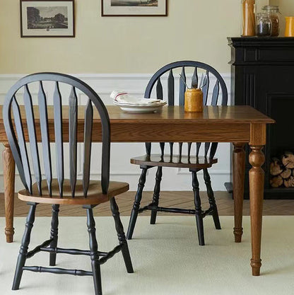 Modern Mid-Century Square Chinese Toon Wood Dining Chair Spindle Backrest For Dining Room