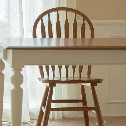 Modern Mid-Century Square Chinese Toon Wood Dining Chair Spindle Backrest For Dining Room