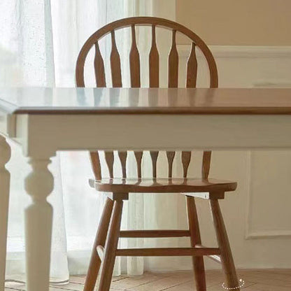 Modern Mid-Century Square Chinese Toon Wood Dining Chair Spindle Backrest For Dining Room