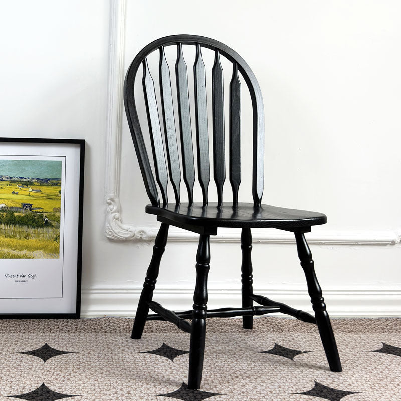 Modern Mid-Century Square Chinese Toon Wood Dining Chair Spindle Backrest For Dining Room