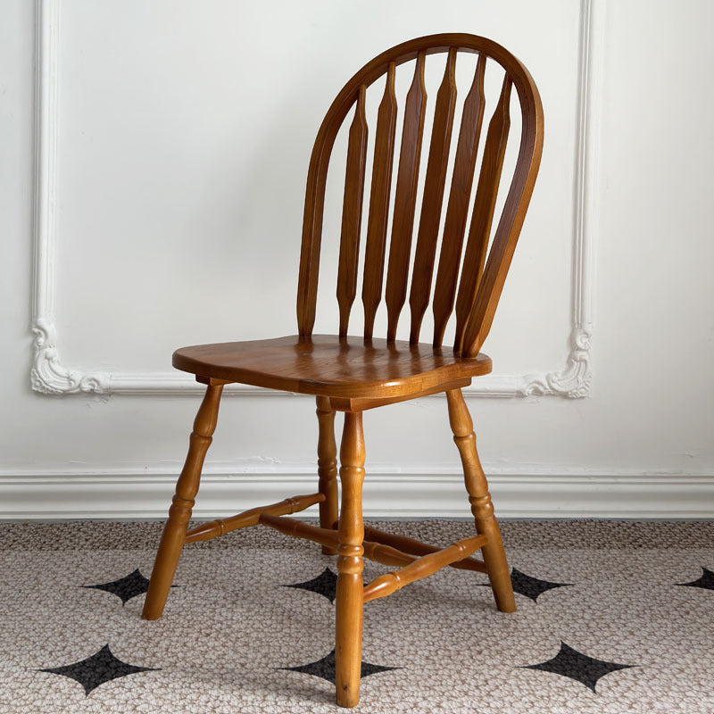 Modern Mid-Century Square Chinese Toon Wood Dining Chair Spindle Backrest For Dining Room