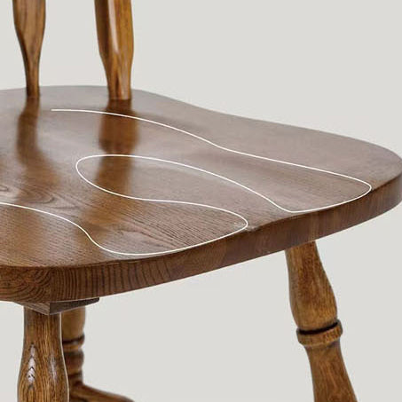 Modern Mid-Century Square Chinese Toon Wood Dining Chair Spindle Backrest For Dining Room
