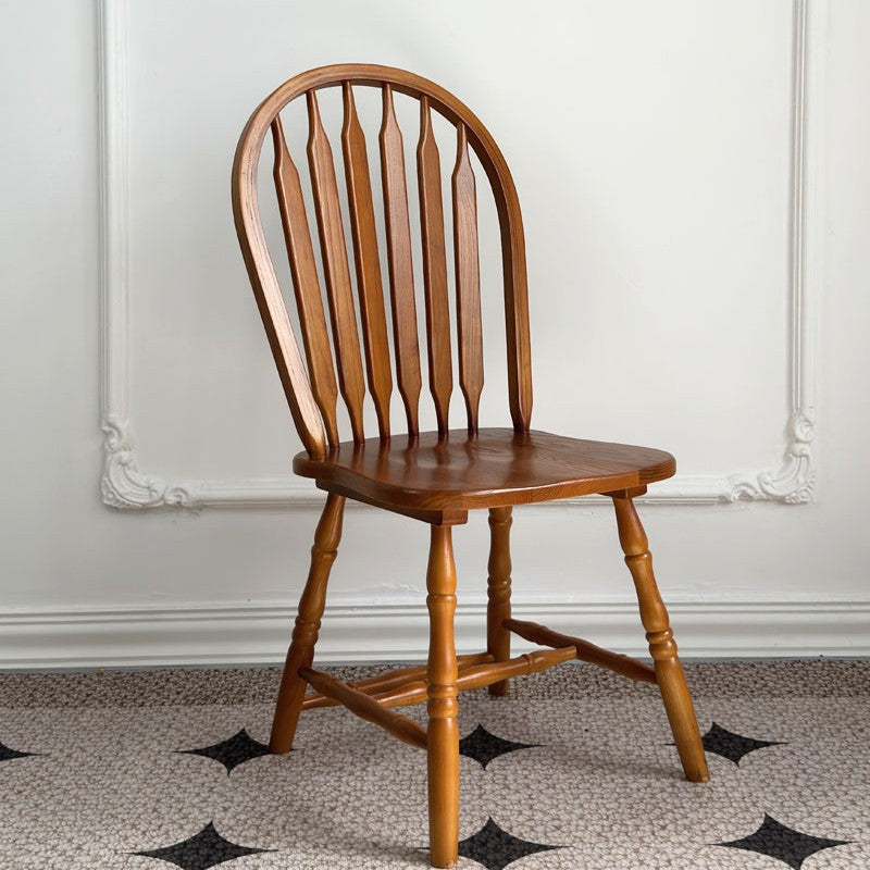 Modern Mid-Century Square Chinese Toon Wood Dining Chair Spindle Backrest For Dining Room