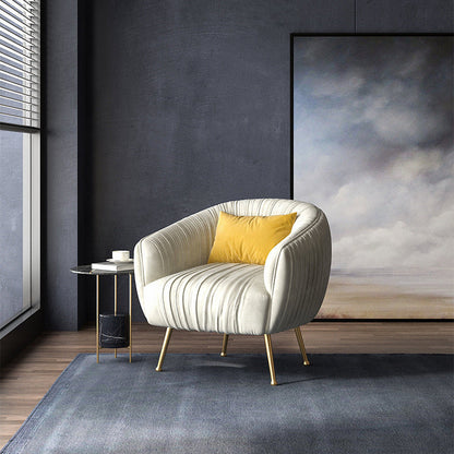 Contemporary Scandinavian Square Curved Velvet Eucalyptus Wood Iron Accent Chair Lounge Chair For Living Room