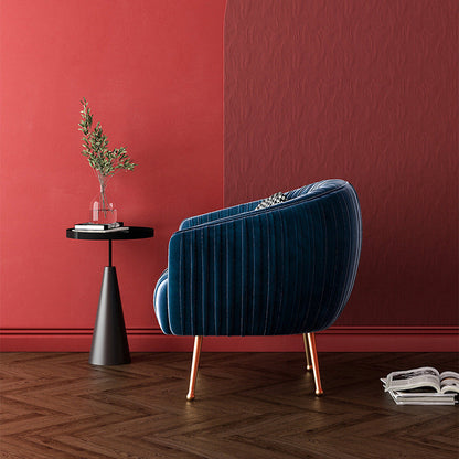 Contemporary Scandinavian Square Curved Velvet Eucalyptus Wood Iron Accent Chair Lounge Chair For Living Room