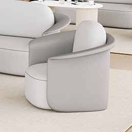 Contemporary Scandinavian Round Cat Scratch Leather Solid Wood Accent Chair Lounge Chair Backrest For Dining Room