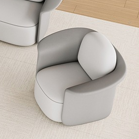 Contemporary Scandinavian Round Cat Scratch Leather Solid Wood Accent Chair Lounge Chair Backrest For Dining Room