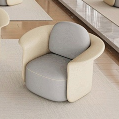 Contemporary Scandinavian Round Cat Scratch Leather Solid Wood Accent Chair Lounge Chair Backrest For Dining Room