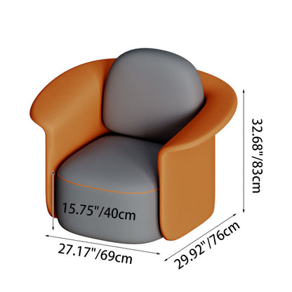 Contemporary Scandinavian Round Cat Scratch Leather Solid Wood Accent Chair Lounge Chair Backrest For Dining Room