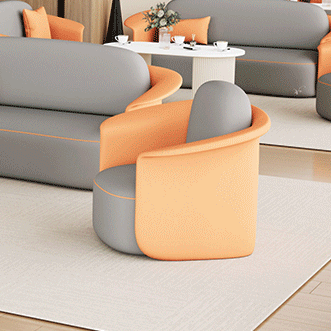 Contemporary Scandinavian Round Cat Scratch Leather Solid Wood Accent Chair Lounge Chair Backrest For Dining Room