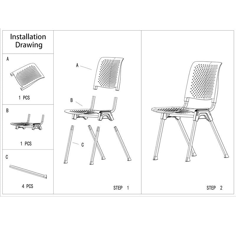 Modern Simplicity Hollow PP Steel Legs Stackable Desk Chair For Home Office
