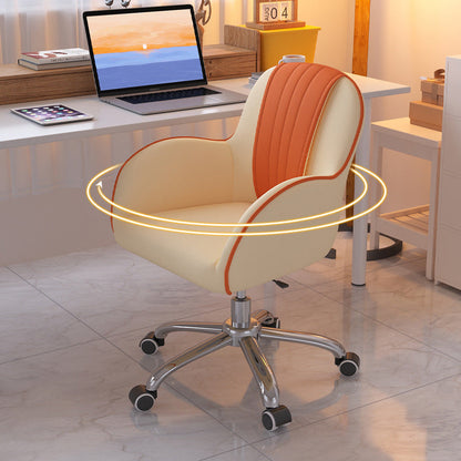 Modern Minimalist Square Cushion PU Leather Stainless Steel Desk Chair Backrest For Home Office
