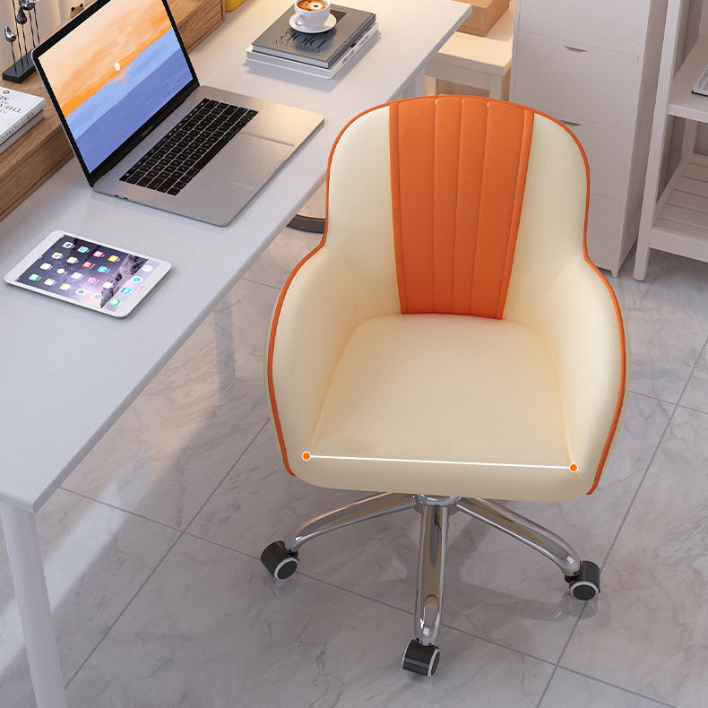 Modern Minimalist Square Cushion PU Leather Stainless Steel Desk Chair Backrest For Home Office