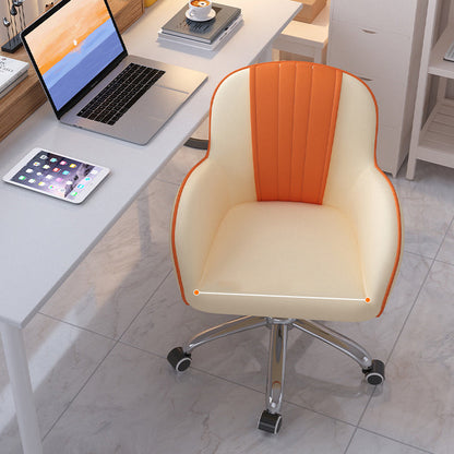 Modern Minimalist Square Cushion PU Leather Stainless Steel Desk Chair Backrest For Home Office