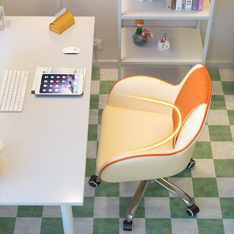 Modern Minimalist Square Cushion PU Leather Stainless Steel Desk Chair Backrest For Home Office