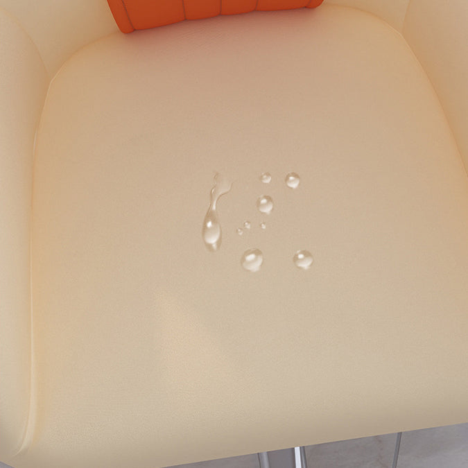 Modern Minimalist Square Cushion PU Leather Stainless Steel Desk Chair Backrest For Home Office