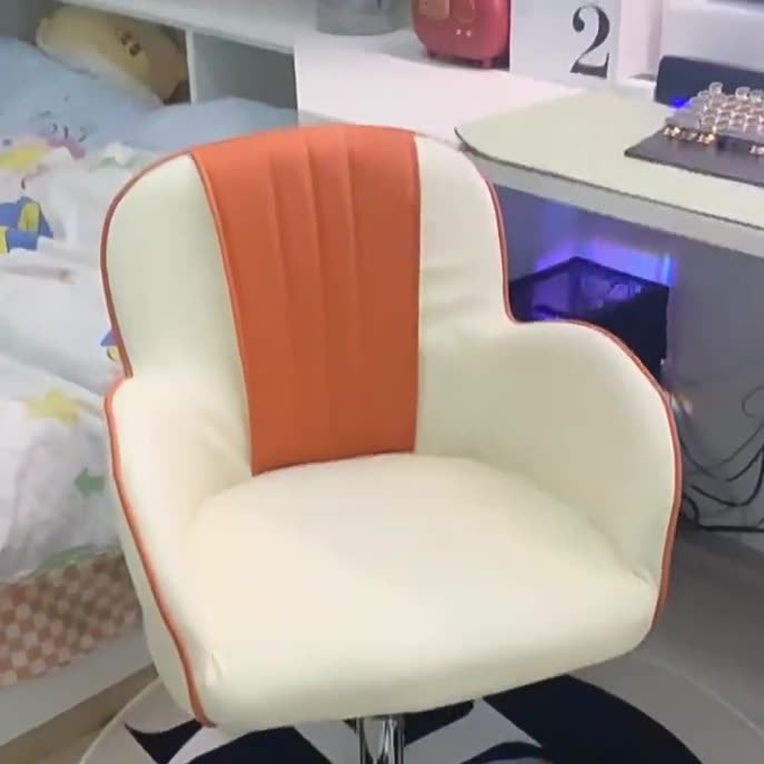 Modern Minimalist Square Cushion PU Leather Stainless Steel Desk Chair Backrest For Home Office