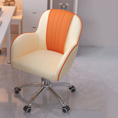 Modern Minimalist Square Cushion PU Leather Stainless Steel Desk Chair Backrest For Home Office