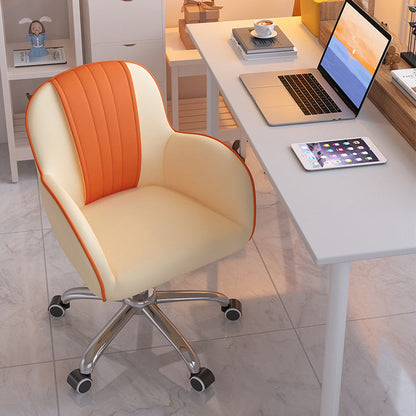 Modern Minimalist Square Cushion PU Leather Stainless Steel Desk Chair Backrest For Home Office