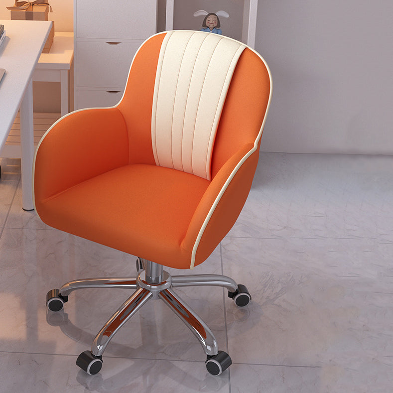 Modern Minimalist Square Cushion PU Leather Stainless Steel Desk Chair Backrest For Home Office
