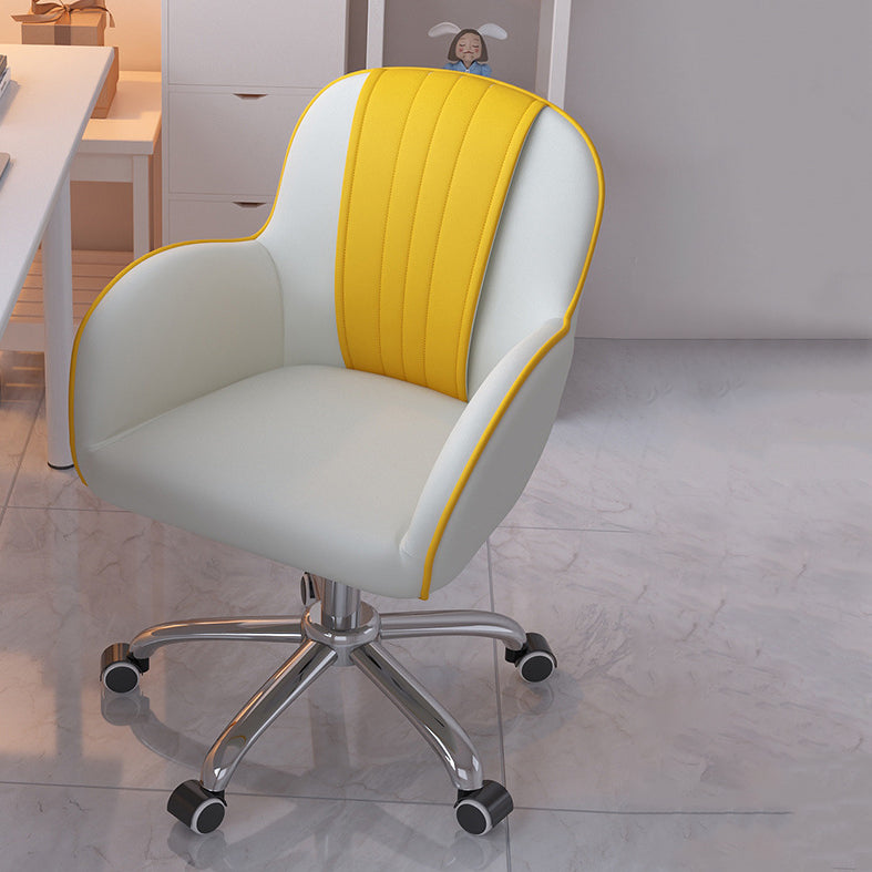 Modern Minimalist Square Cushion PU Leather Stainless Steel Desk Chair Backrest For Home Office