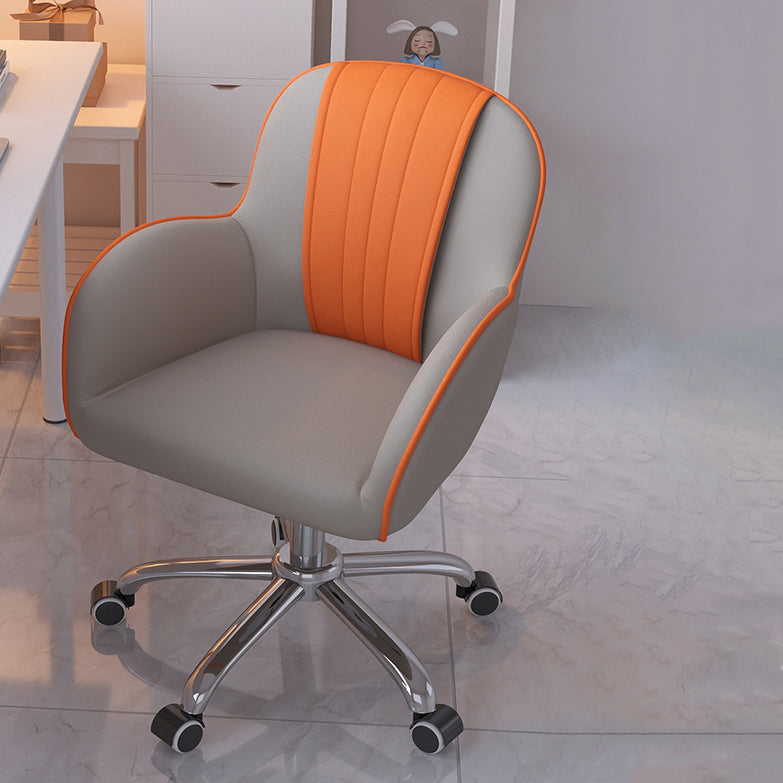 Modern Minimalist Square Cushion PU Leather Stainless Steel Desk Chair Backrest For Home Office