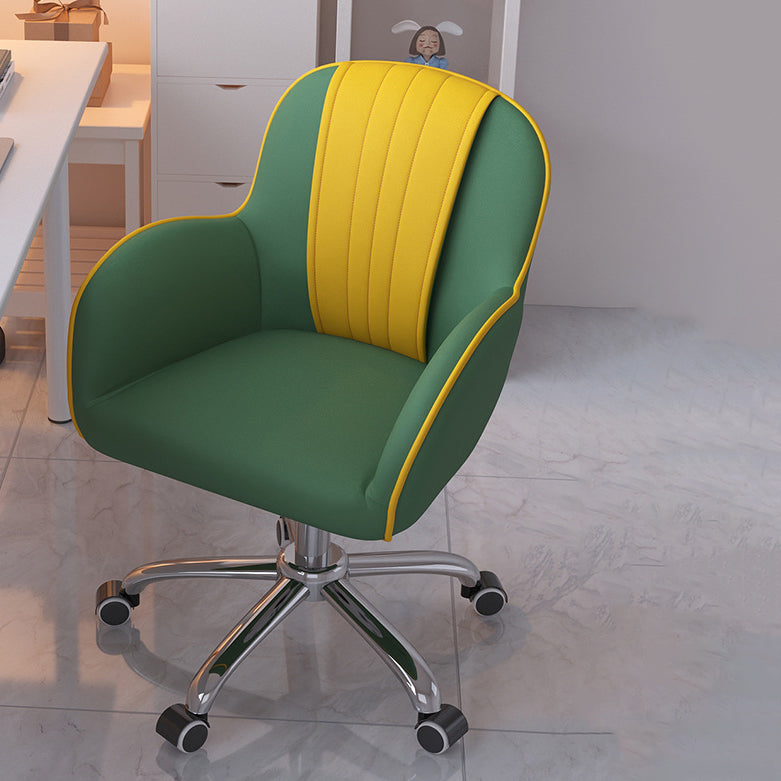 Modern Minimalist Square Cushion PU Leather Stainless Steel Desk Chair Backrest For Home Office
