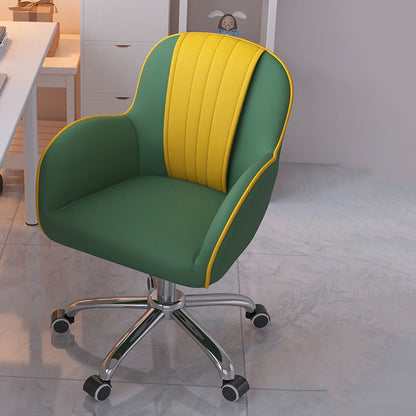Modern Minimalist Square Cushion PU Leather Stainless Steel Desk Chair Backrest For Home Office