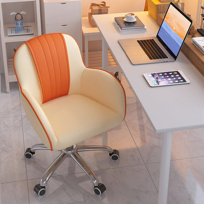 Modern Minimalist Square Cushion PU Leather Stainless Steel Desk Chair Backrest For Home Office