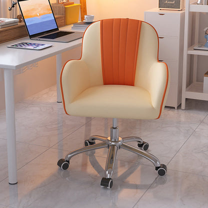 Modern Minimalist Square Cushion PU Leather Stainless Steel Desk Chair Backrest For Home Office