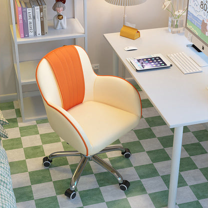 Modern Minimalist Square Cushion PU Leather Stainless Steel Desk Chair Backrest For Home Office
