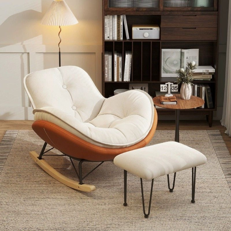Modern Luxury Round Velvet Fabric Carbon Steel Recliner Backrest For Living Room
