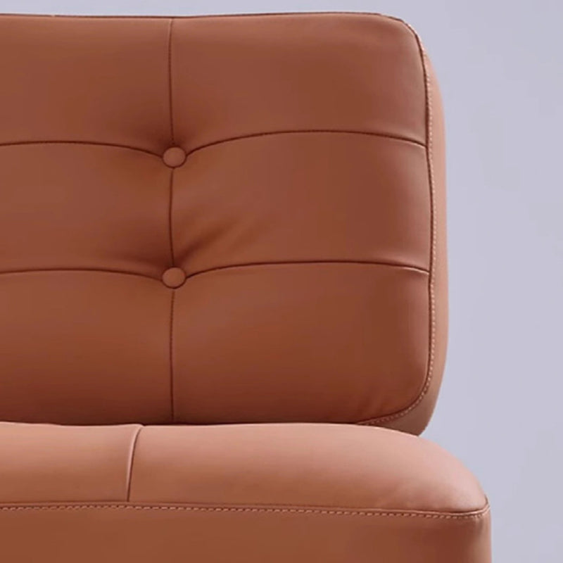 Contemporary Retro Rectangular Cushion Microfiber Leather Solid Wood Accent Chair Backrest For Living Room