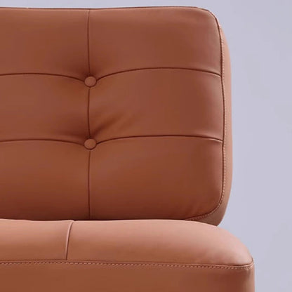 Contemporary Retro Rectangular Cushion Microfiber Leather Solid Wood Accent Chair Backrest For Living Room