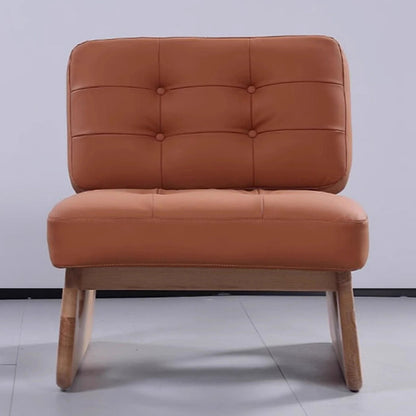 Contemporary Retro Rectangular Cushion Microfiber Leather Solid Wood Accent Chair Backrest For Living Room